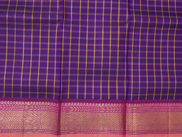 Checks Design Royal Blue Kanchipuram Pavadai Sattai Material