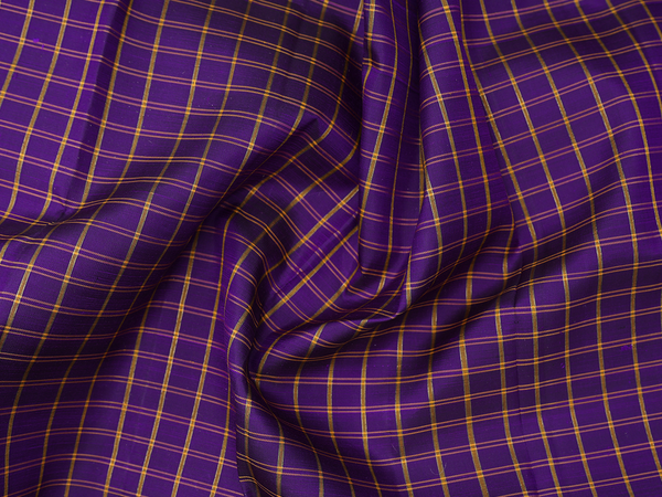 Checks Design Royal Blue Kanchipuram Pavadai Sattai Material