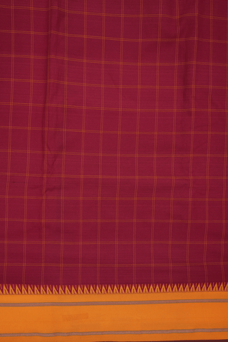 Checks Design Ruby Red Dharwad Cotton Saree