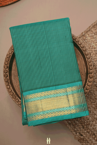 Checks Design Shades Of Green Kanchipuram Silk Saree
