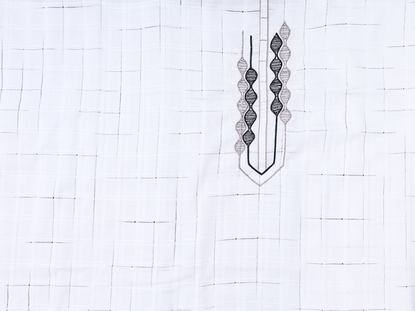 Checks Design White Cotton Unstitched Salwar Material