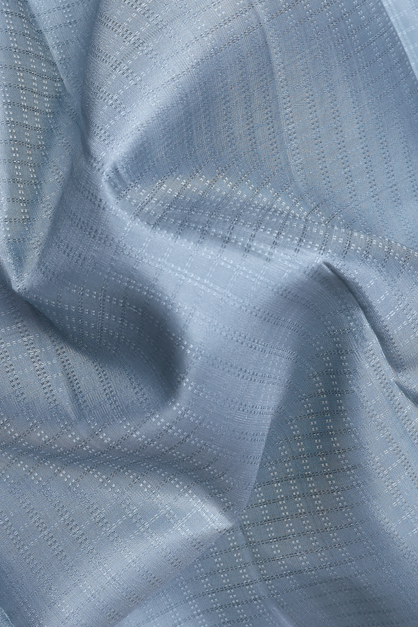 Checks Threadwork Design Grey Kanchipuram Silk Saree