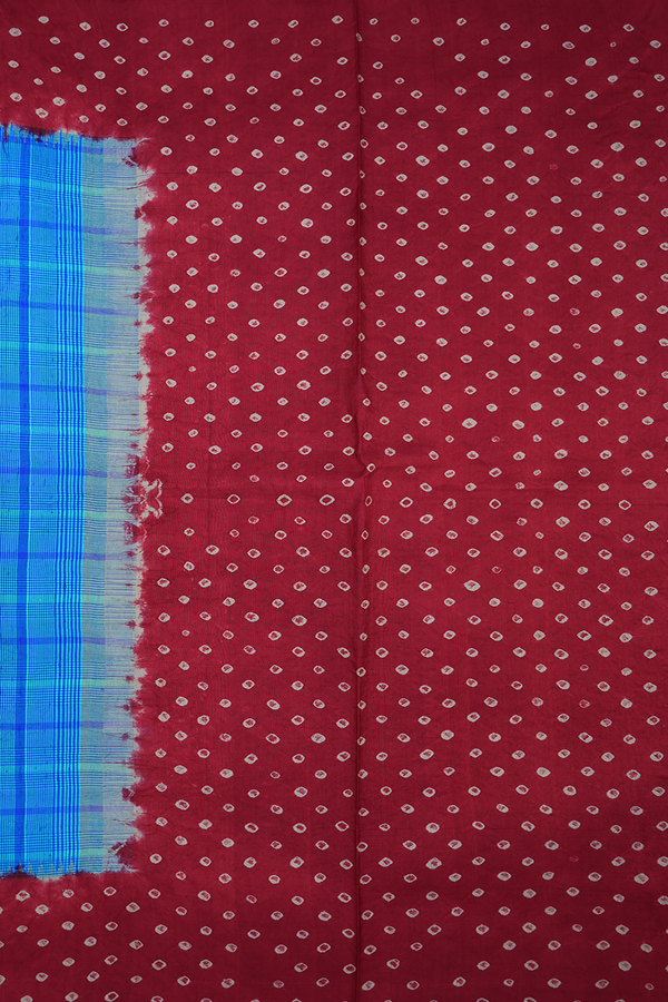 Checks With Bandhani Border Blue Kanchipuram Silk Saree