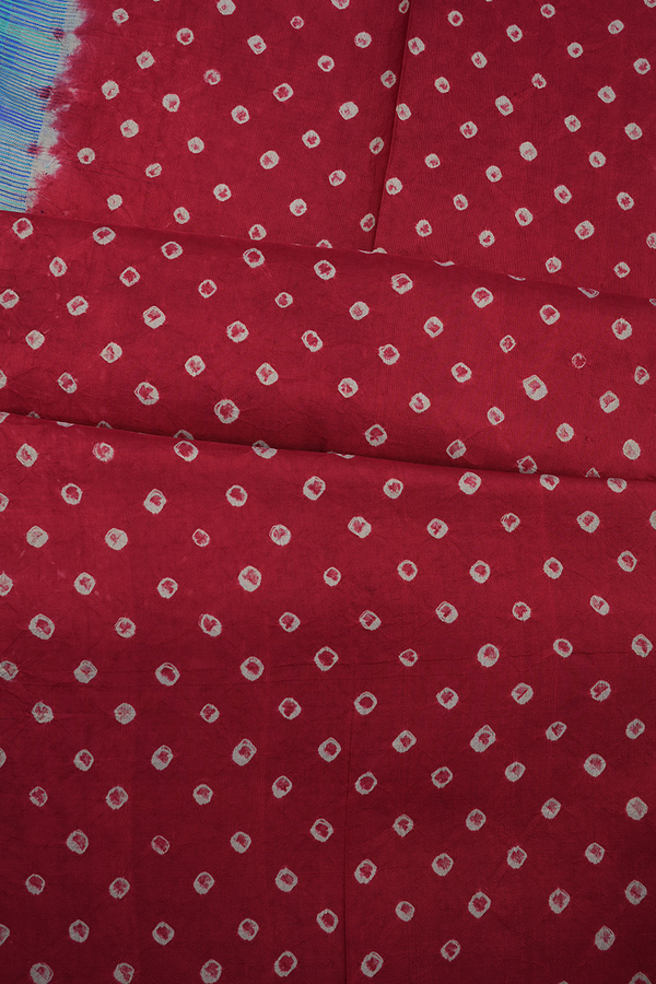 Checks With Bandhani Border Blue Kanchipuram Silk Saree