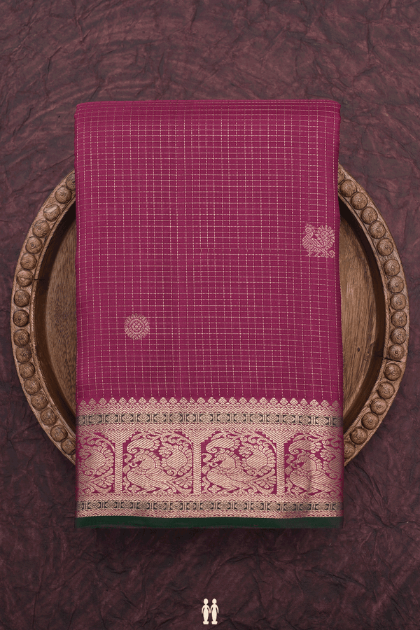 Checks With Buttas Berry Purple Kanchipuram Silk Saree