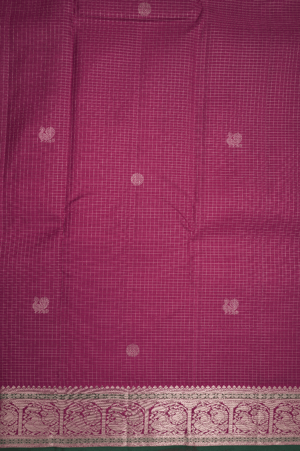 Checks With Buttas Berry Purple Kanchipuram Silk Saree