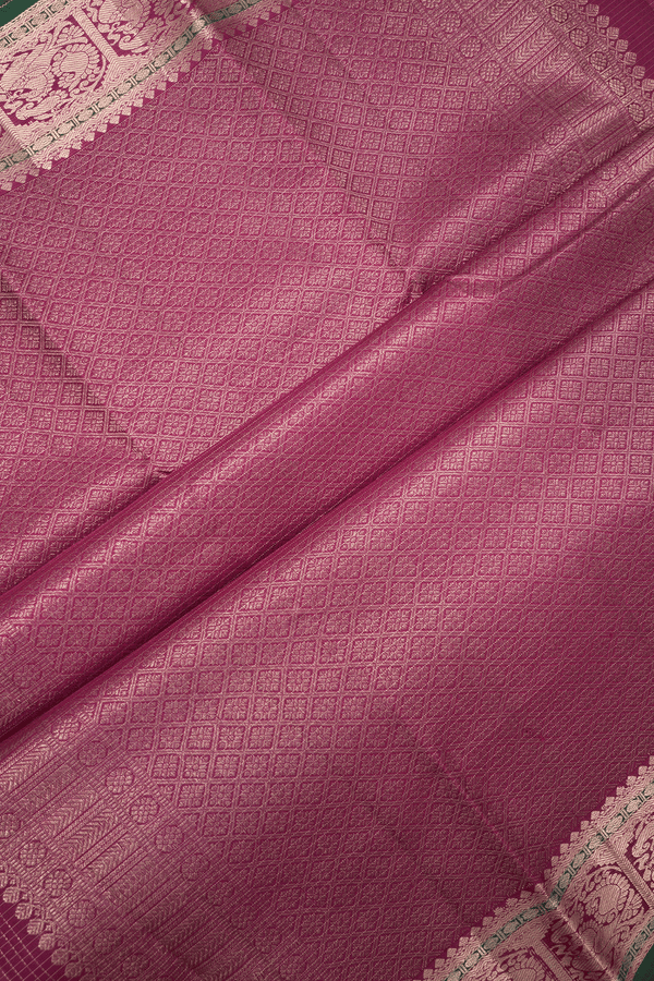 Checks With Buttas Berry Purple Kanchipuram Silk Saree