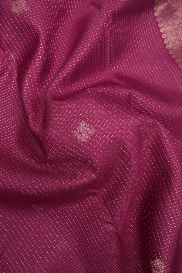 Checks With Buttas Berry Purple Kanchipuram Silk Saree