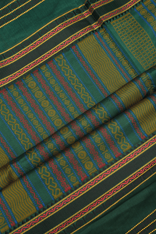 Checks With Buttas Golden Brown Poly Cotton Saree
