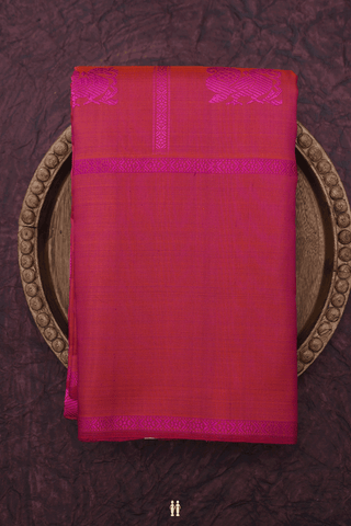 Checks With Buttas Hot Pink Kanchipuram Silk Saree