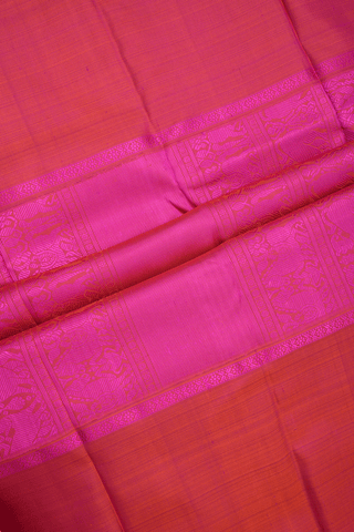 Checks With Buttas Hot Pink Kanchipuram Silk Saree