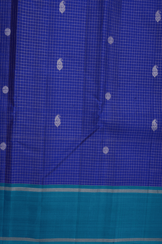 Checks With Buttas Indigo Blue Kanchipuram Silk Saree