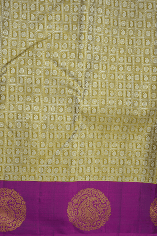 Checks With Buttas Mehendi Green Kanchipuram Silk Saree