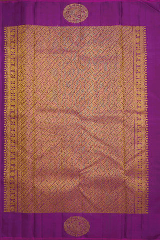 Checks With Buttas Mehendi Green Kanchipuram Silk Saree