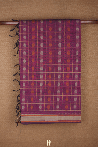 Checks With Buttas Mulberry Coimbatore Cotton Saree