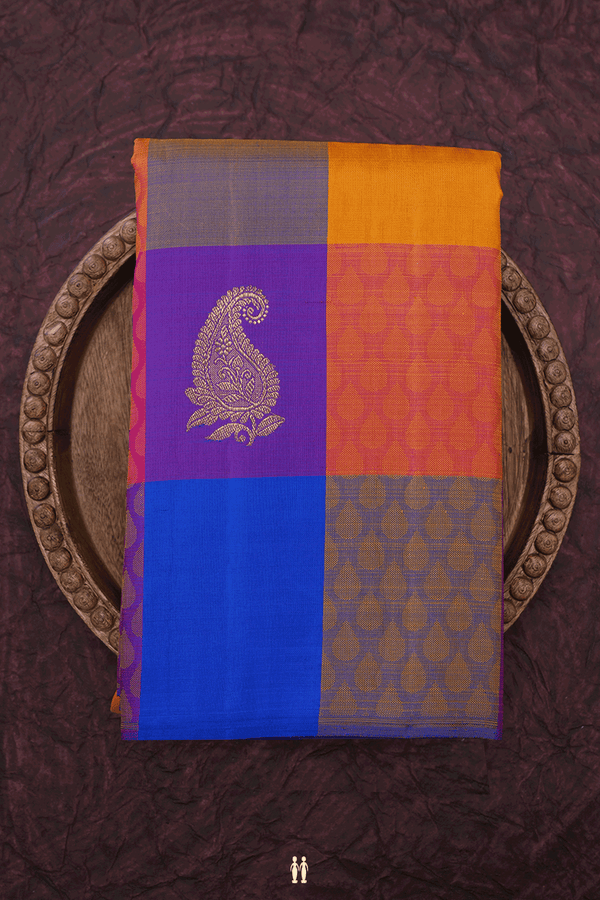 Checks With Buttas Multicolor Kanchipuram Silk Saree