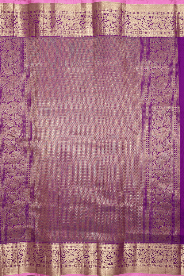 Checks With Buttas Purple Rose Kanchipuram Silk Saree