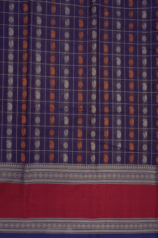 Checks With Buttas Regal Purple Chettinadu Cotton Saree