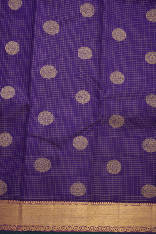 Checks With Buttas Regal Purple Kanchipuram Silk Saree
