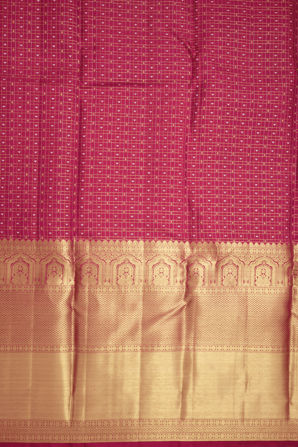 Checks With Buttis Blush Red Kanchipuram Silk Saree