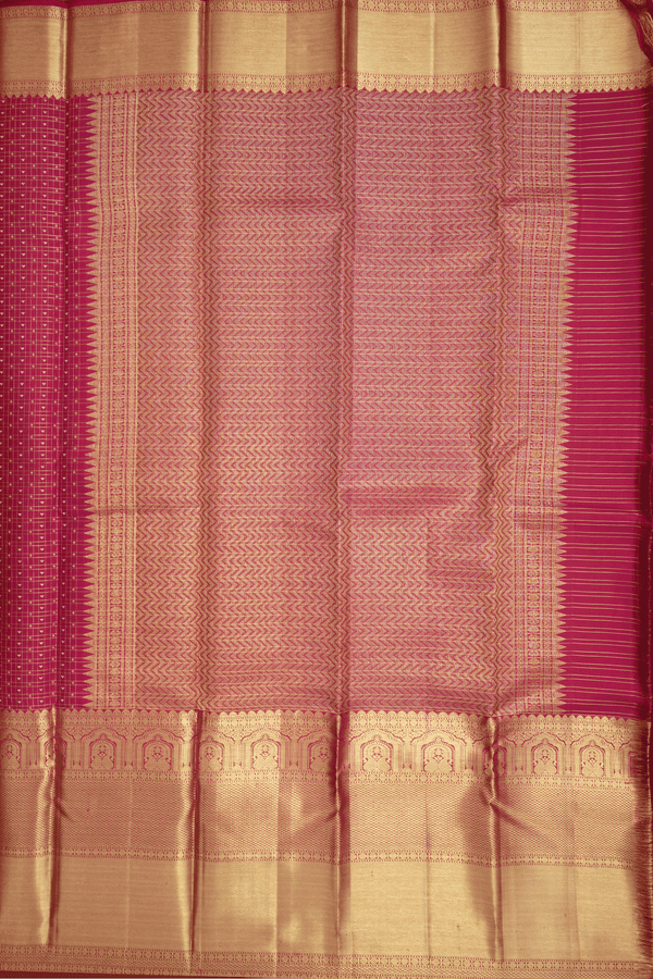 Checks With Buttis Blush Red Kanchipuram Silk Saree