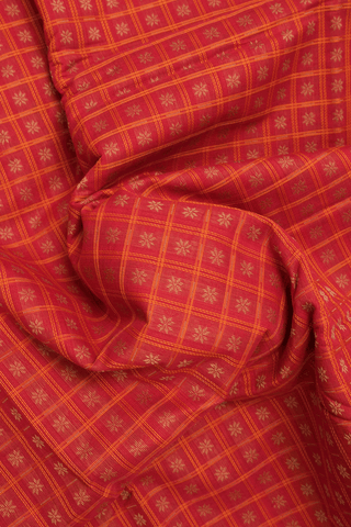 Checks With Buttis Crimson Red Chettinadu Cotton Saree
