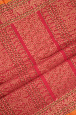 Checks With Buttis Crimson Red Chettinadu Cotton Saree