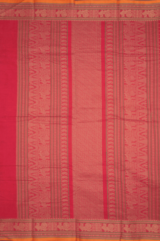 Checks With Buttis Crimson Red Chettinadu Cotton Saree
