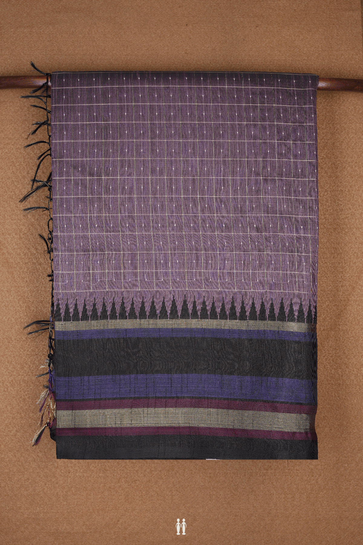 Checks With Buttis Dusty Mulberry Semi Jute Saree