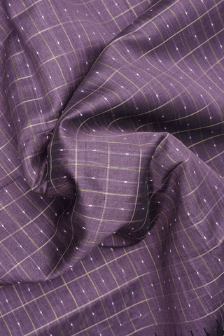 Checks With Buttis Dusty Mulberry Semi Jute Saree
