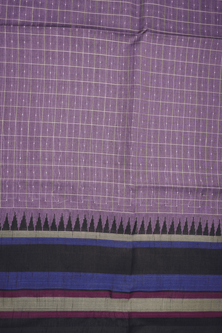 Checks With Buttis Dusty Mulberry Semi Jute Saree