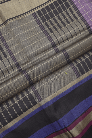 Checks With Buttis Dusty Mulberry Semi Jute Saree