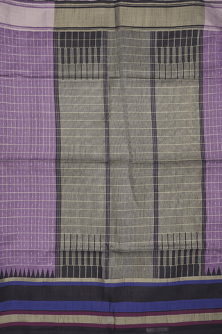 Checks With Buttis Dusty Mulberry Semi Jute Saree