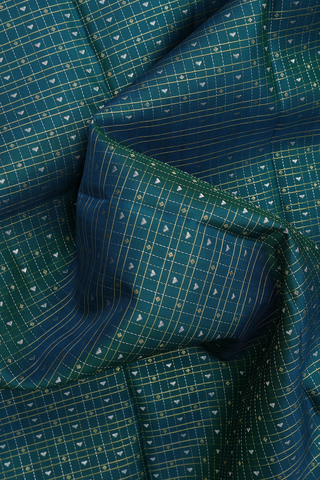 Checks With Buttis Forest Green Kanchipuram Silk Saree