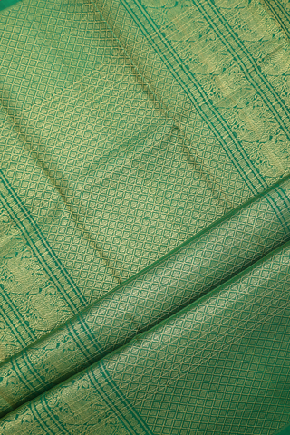 Checks With Buttis Forest Green Kanchipuram Silk Saree