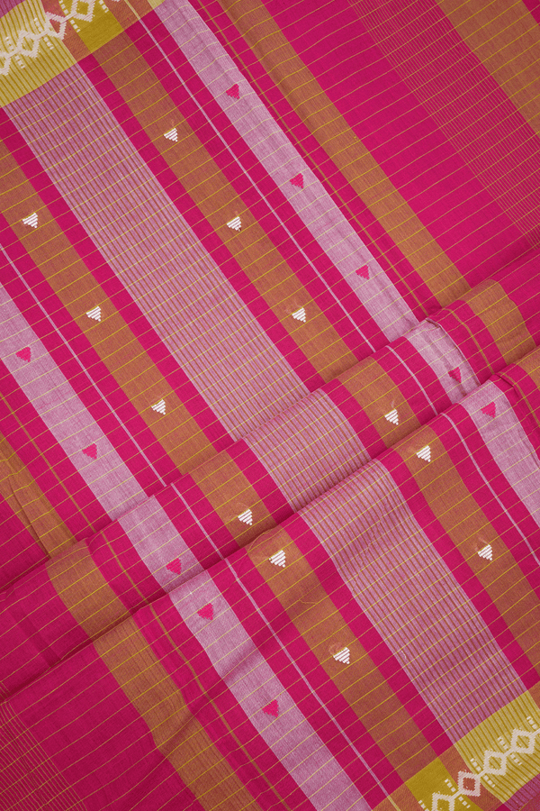 Checks With Buttis Magenta Bengal Cotton Saree