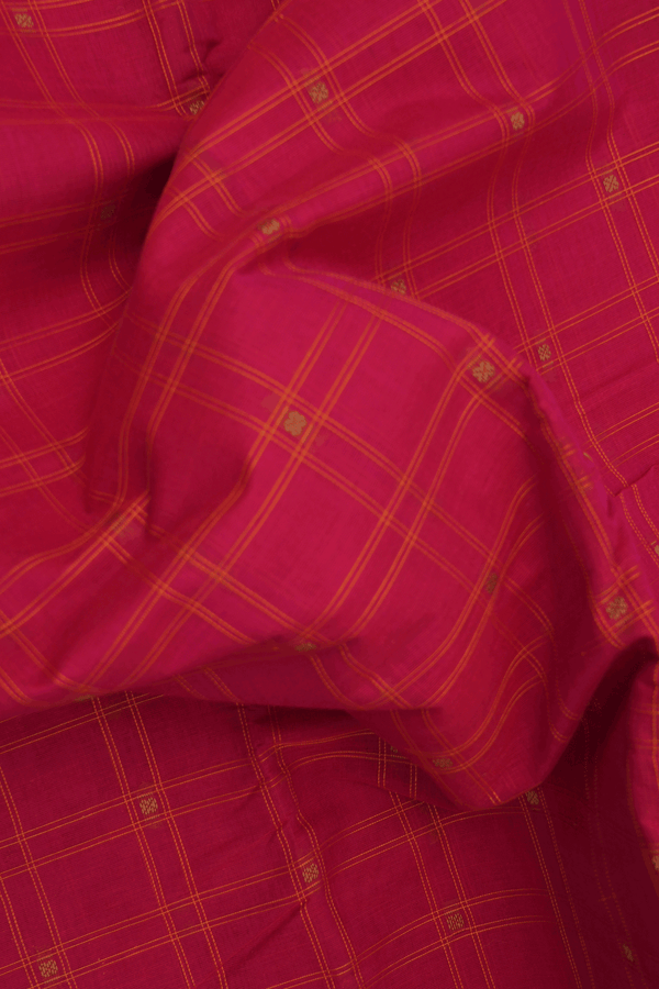 Checks With Buttis Rani Pink Coimbatore Cotton Saree