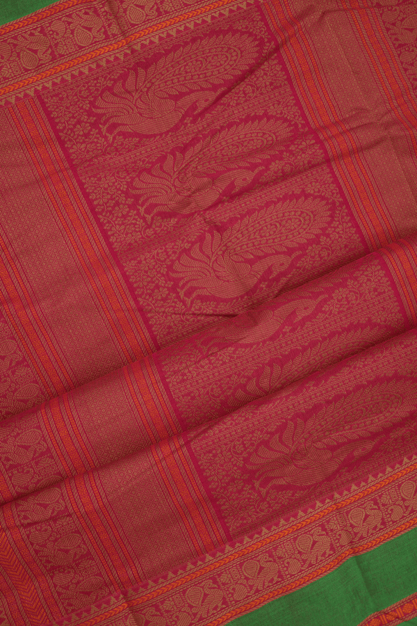 Checks With Buttis Rani Pink Coimbatore Cotton Saree