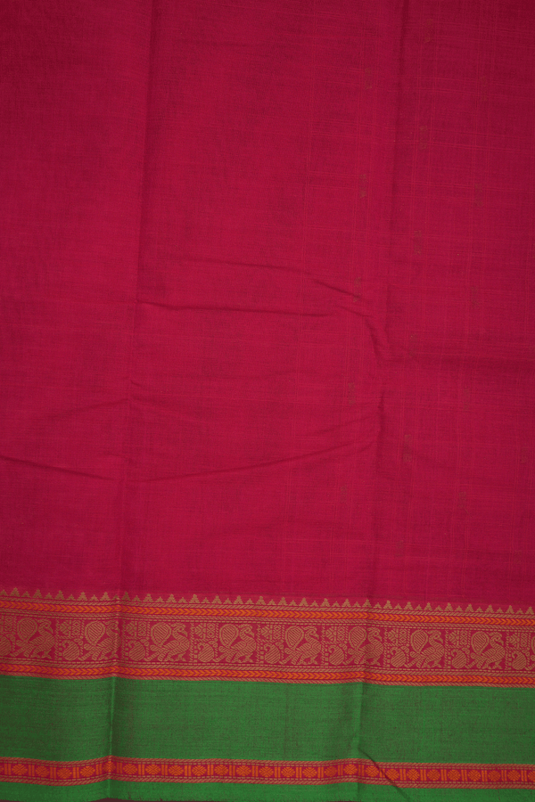 Checks With Buttis Rani Pink Coimbatore Cotton Saree