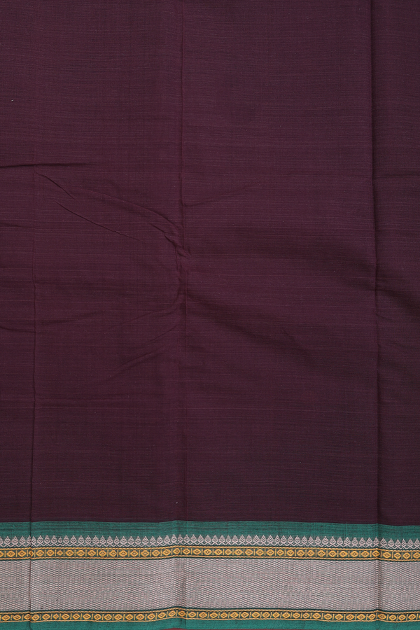 Chettinadu Cotton Saree Coffee Brown With Threadwork Buttas