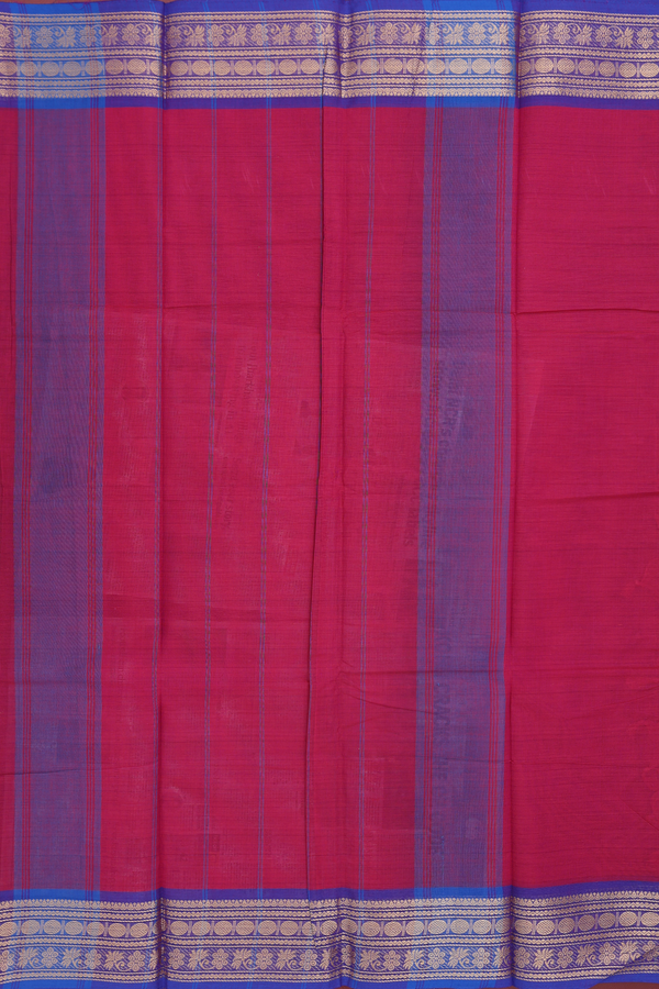 Chettinadu Cotton Saree Deep Mulberry With Contrast Border