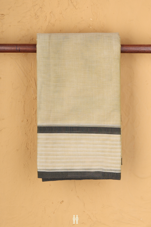 Kanchi Cotton Saree In Beige With Contrast Border