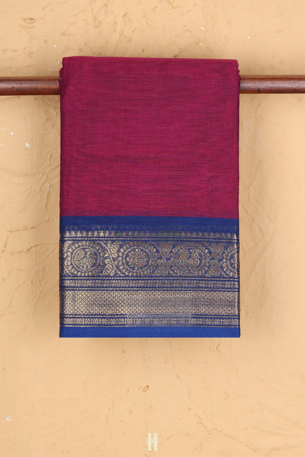 Chettinadu Cotton Saree In Berry Purple With Zari Border