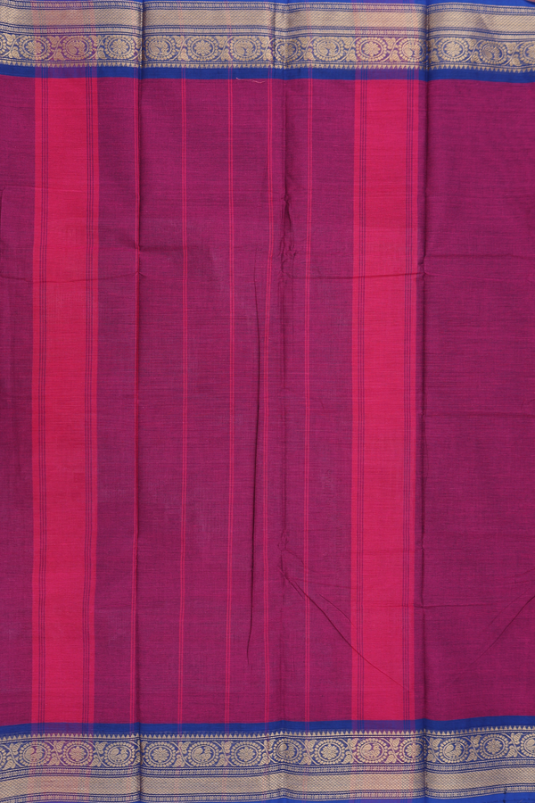 Chettinadu Cotton Saree In Berry Purple With Zari Border