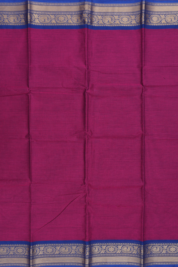 Chettinadu Cotton Saree In Berry Purple With Zari Border