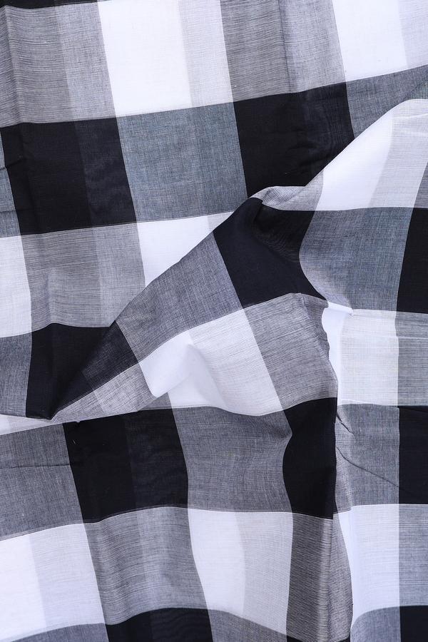 Chettinadu Cotton Saree In Black And White With Checks Design