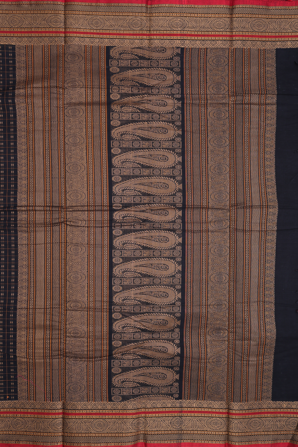 Chettinadu Cotton Saree In Black With Checks Design