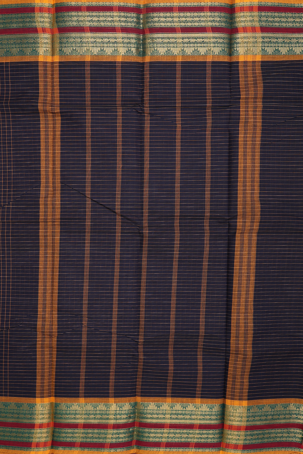 Chettinadu Cotton Saree In Black With Checks Design