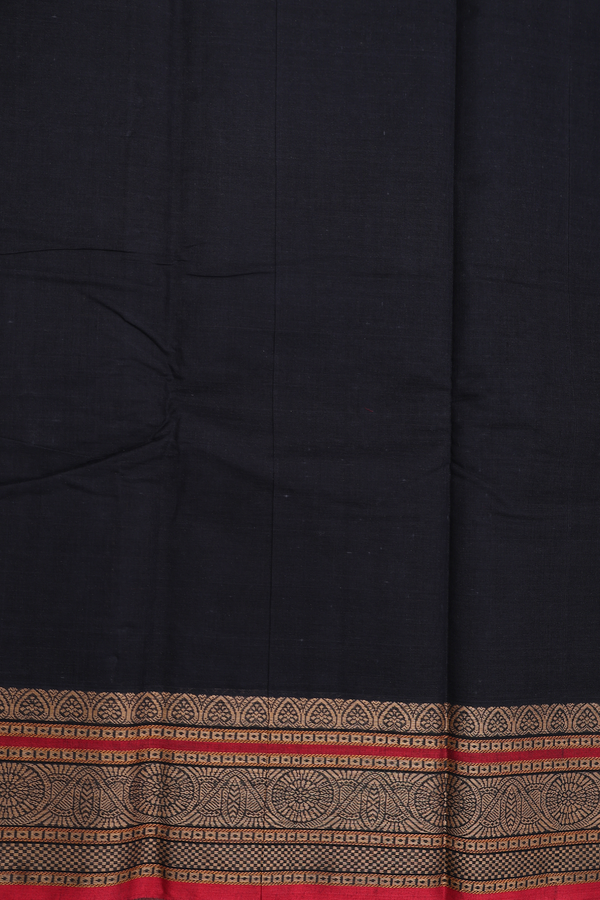Chettinadu Cotton Saree In Black With Checks Design