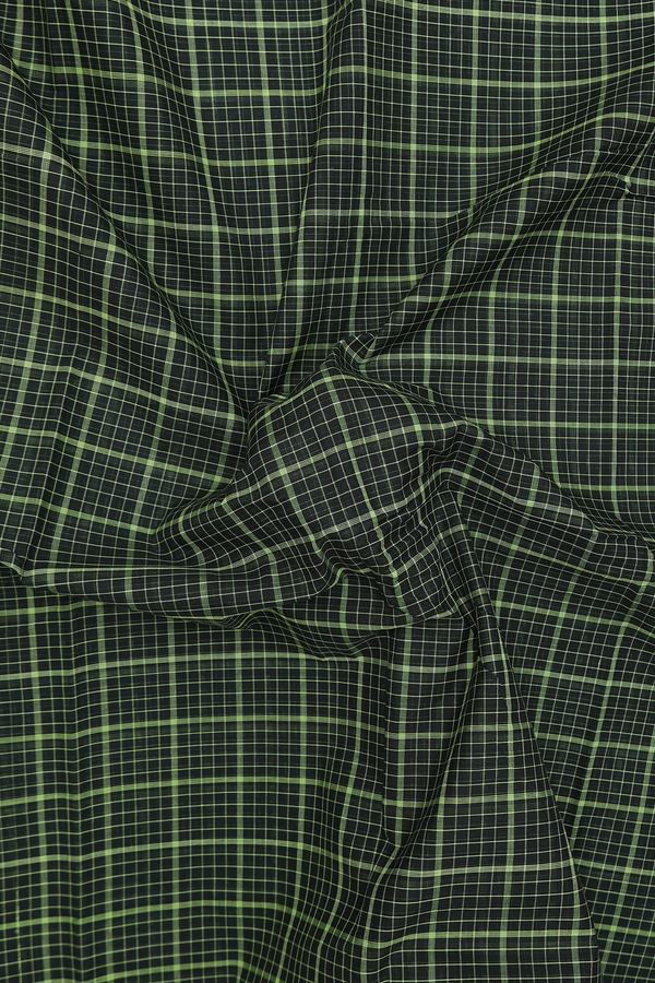 Chettinadu Cotton Saree Black And Green With Checks Design